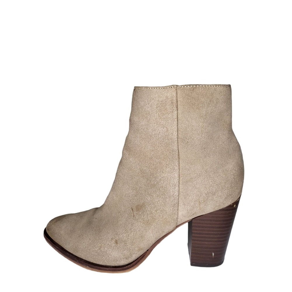 Sam Edelman Blake Tan Suede Ankle Booties Womens Size 8 Block Heel Zip Up Winter